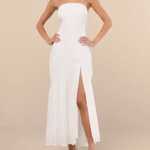 Lulus White Strapless Dress with Neck Sash - size XL